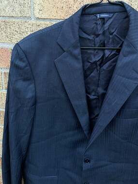 Tombolini T 500 Blazer Sport Jacket Blue Striped Virgin Wool Italy US 50 Mens